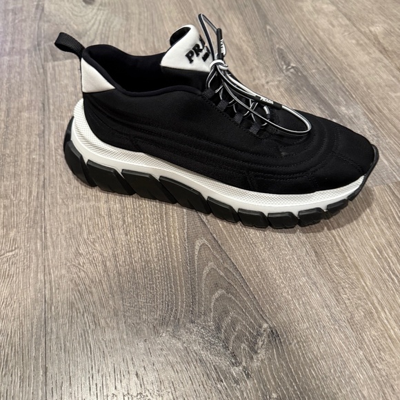 Prada - Rush Gabardine Re-Nylon Black Low Top Sneakers - Picture 1 of 9